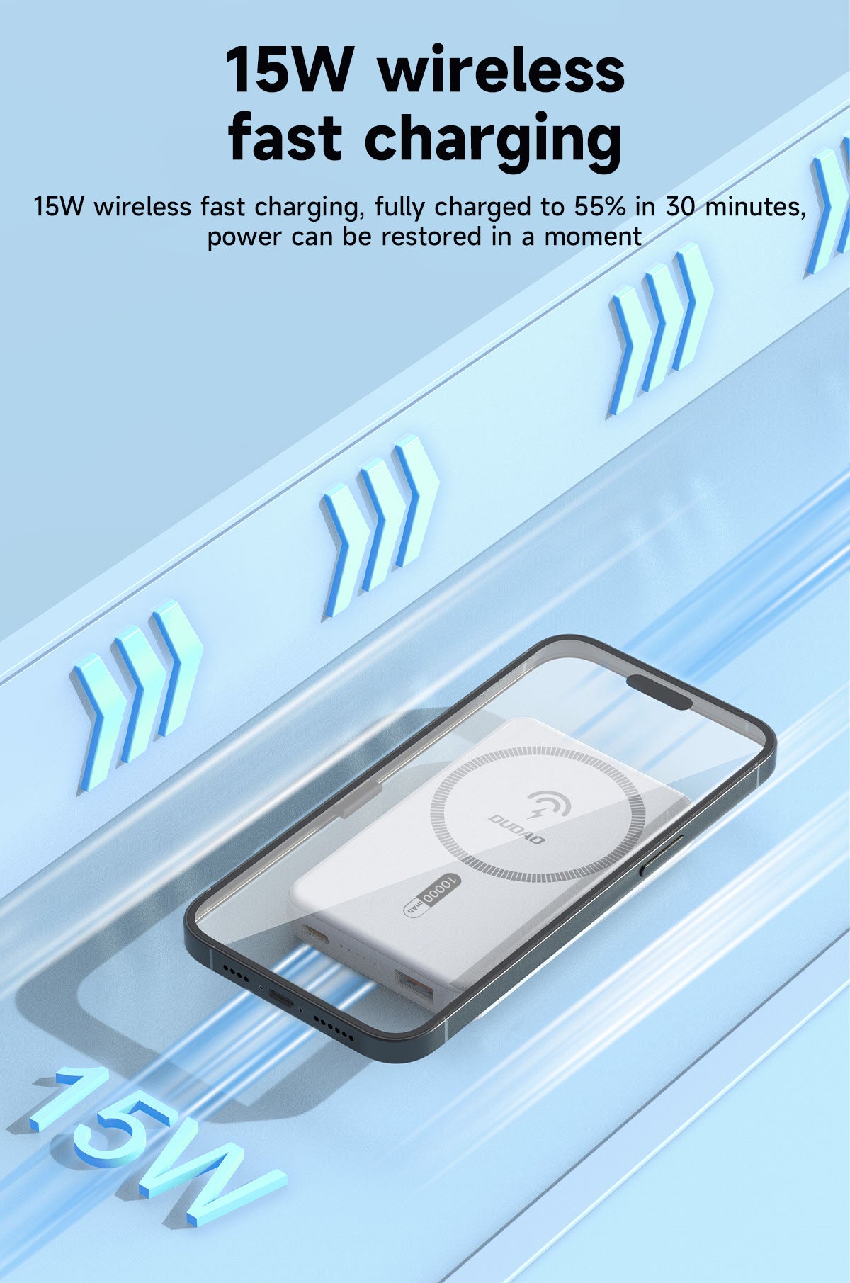 DUDAO K14S+-W1 15W wireless charging 10000mAh White DUDAO K14S+-W1 15W wireless charging 10000mAh White